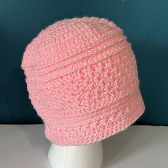 Light Pink Beanie Hat Expressive Crochet Knit Cap - Size 18-22" (Most adults) - Picture 3 of 7